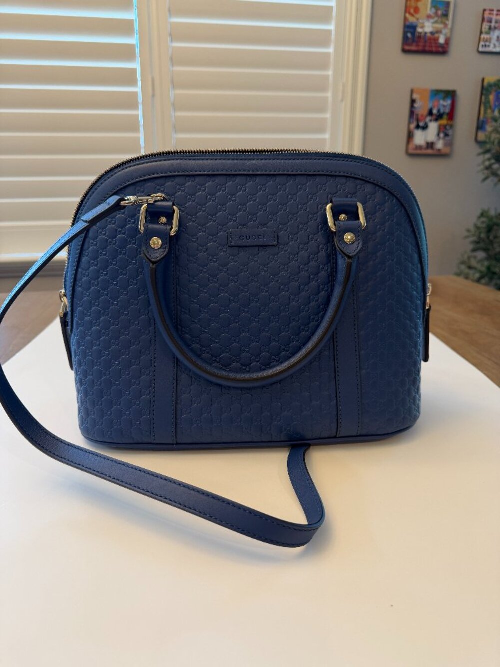 Gucci Blue Dome Guccissima Handbag